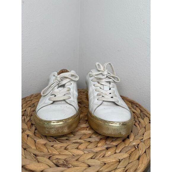 Greats Gold Metallic Sole Shoes LaceUp Sneakers White Minimalist Modern Womens - Picture 3 of 6